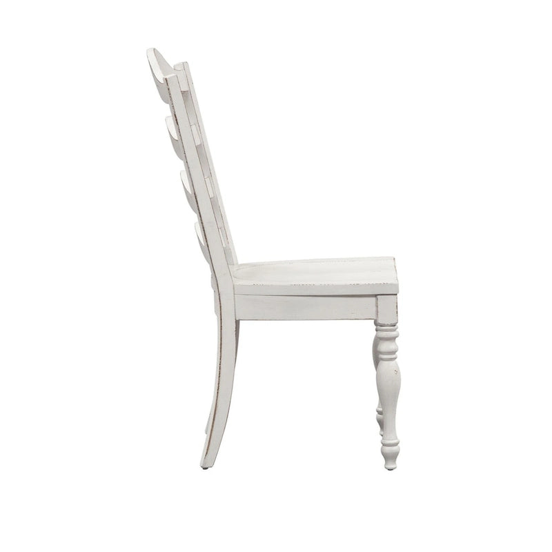 Chaise d'appoint à dossier échelle blanc antique (lot de 2)