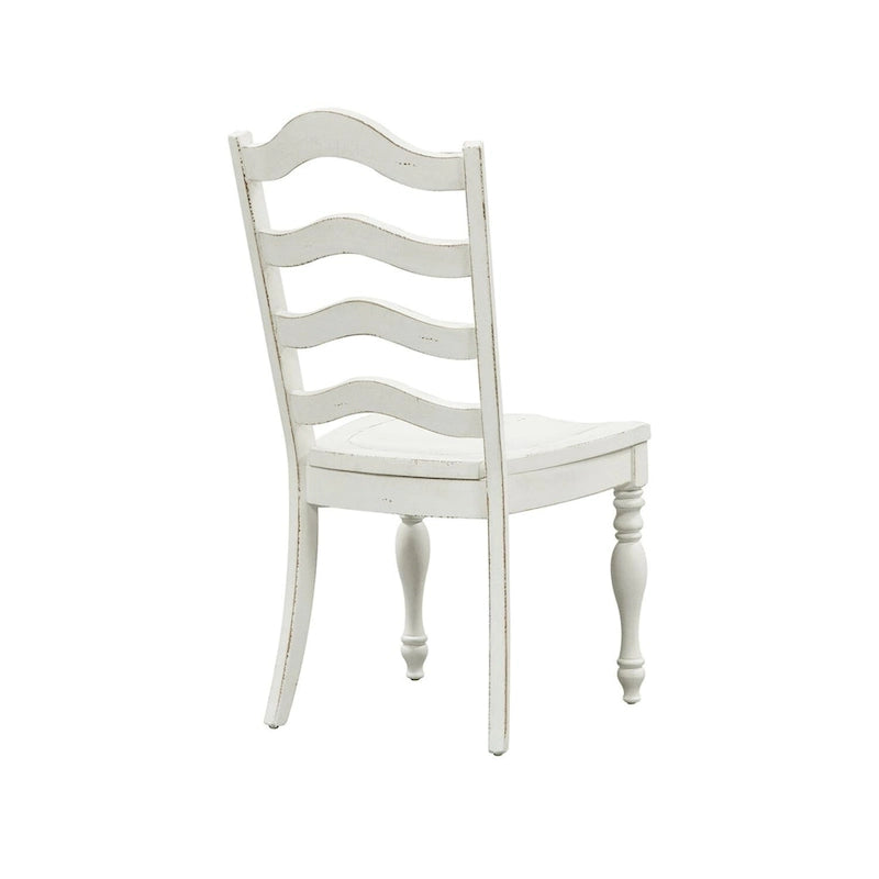 Chaise d'appoint à dossier échelle blanc antique (lot de 2)
