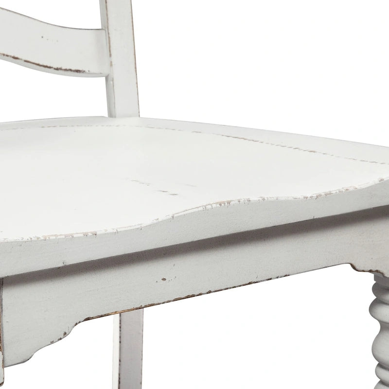 Chaise d'appoint à dossier échelle blanc antique (lot de 2)
