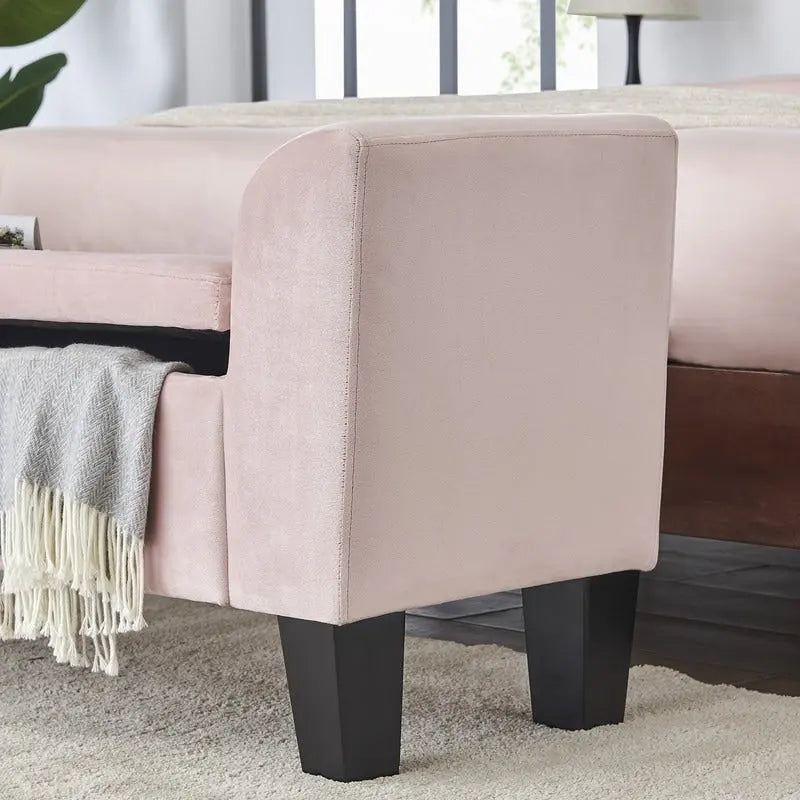Banc de rangement ottoman en velours – 16,5L x 55W x 23H