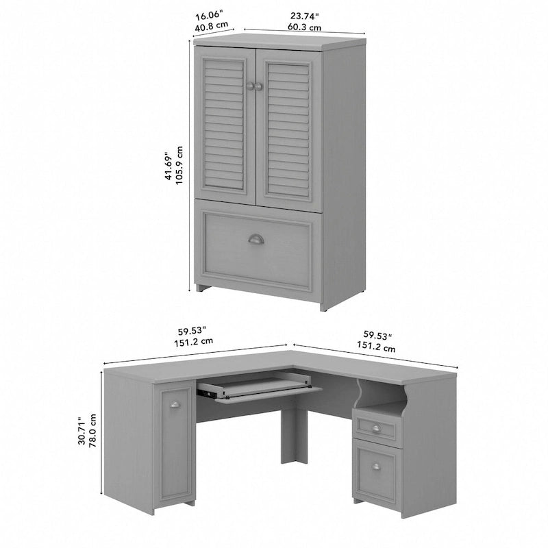 Bureau d'angle et meuble de rangement 60 W par