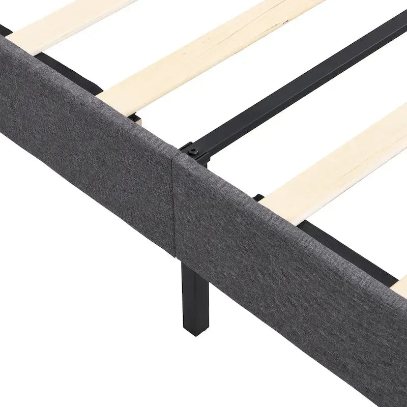 Cadre de lit plateforme avec tête de lit capitonnée en tissu