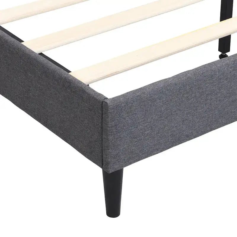 Cadre de lit plateforme avec tête de lit capitonnée en tissu