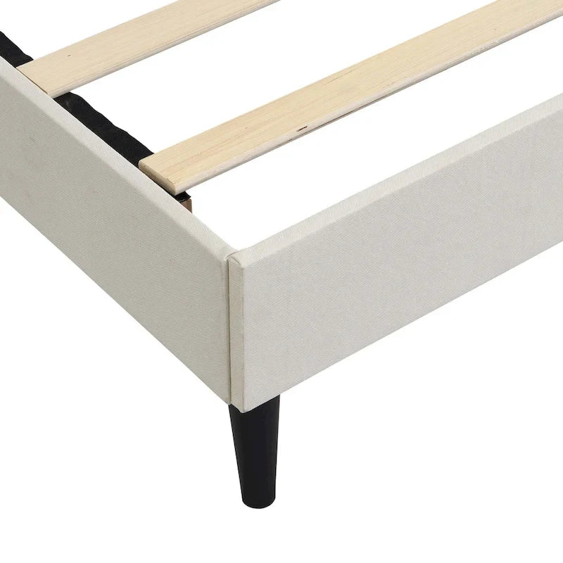 Cadre de lit plateforme avec tête de lit capitonnée en tissu