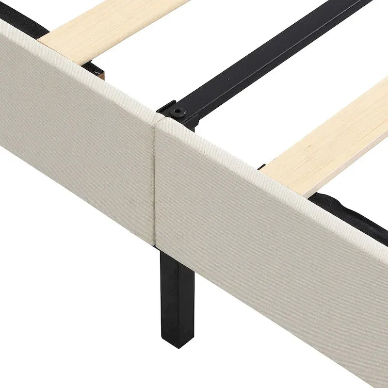 Cadre de lit plateforme avec tête de lit capitonnée en tissu