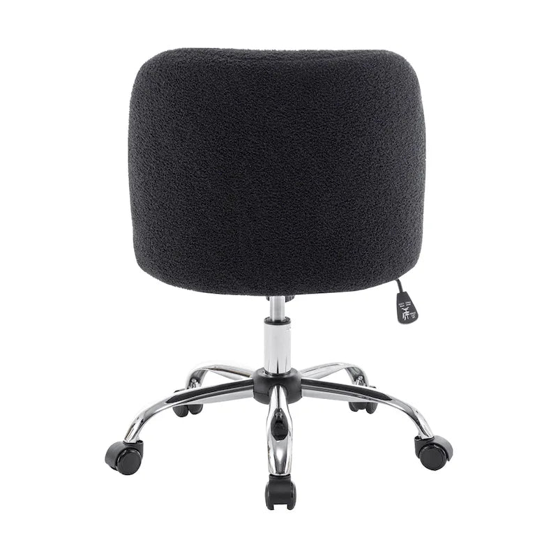 Chaise de bureau sans accoudoirs en tissu Sherpa avec roulettes en acier