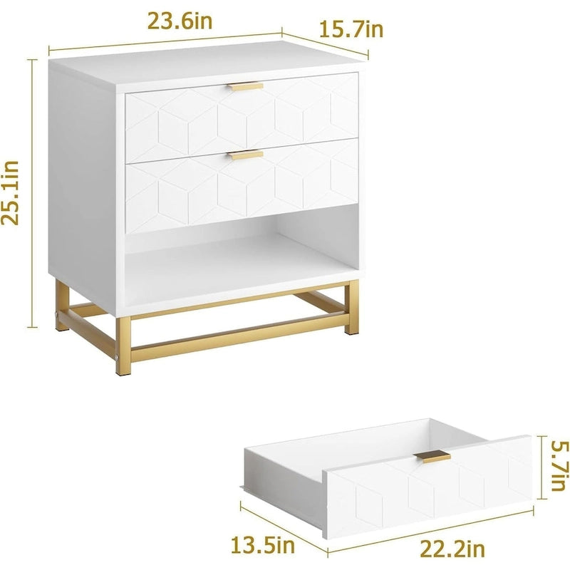 Commode à 3 tiroirs, avec pieds en métal