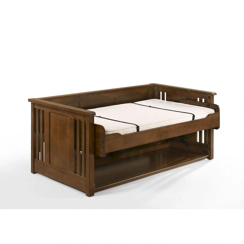 Lit-bureau avec ports USB et prise de courant alternatif, Noyer noir