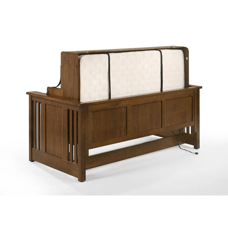 Lit-bureau avec ports USB et prise de courant alternatif, Noyer noir