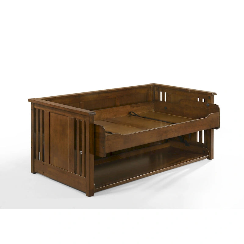 Lit-bureau avec ports USB et prise de courant alternatif, Noyer noir
