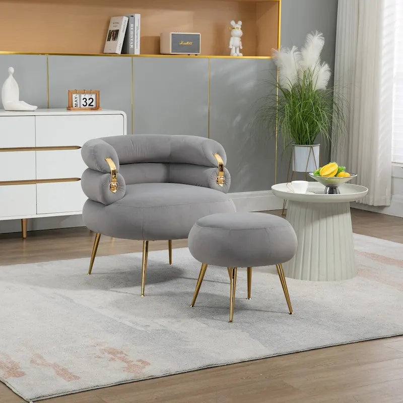 Accent Chair Modern Upholstered Armchair Tufted Chair with Metal Frame - 29.13 x 27.95 x 28.35