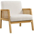 Fauteuil d'appoint rembourré moderne en tissu avec côtés en rotin - 273031