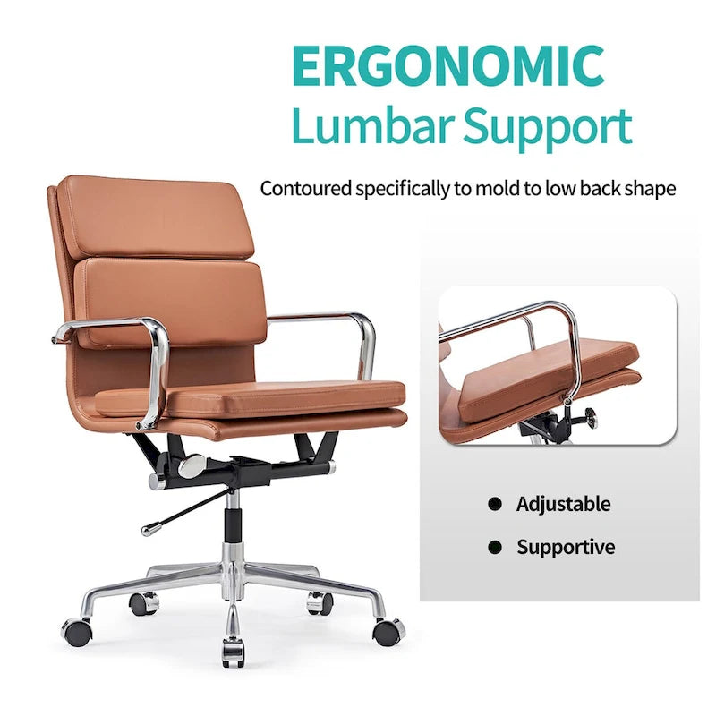 Chaise de Bureau Ergonomique en Cuir PU Réglable avec Coussin Épaissi - N/A