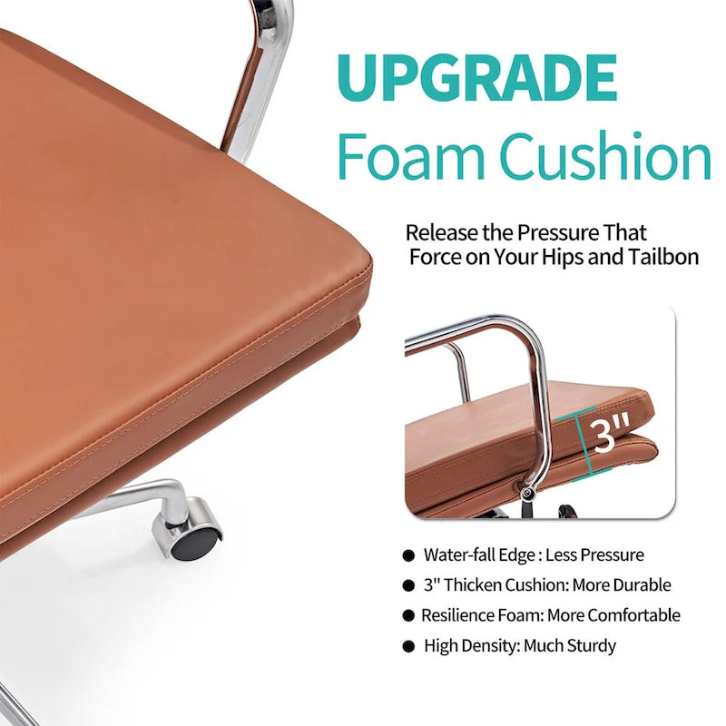 Chaise de Bureau Ergonomique en Cuir PU Réglable avec Coussin Épaissi - N/A