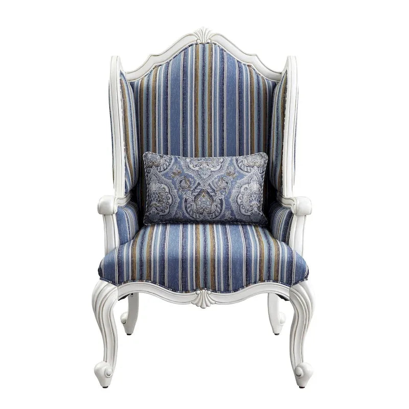 Fauteuil à oreilles avec pieds en résine, bleu