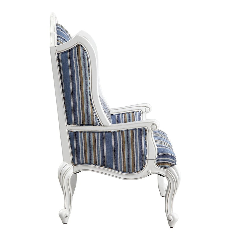 Fauteuil à oreilles avec pieds en résine, bleu