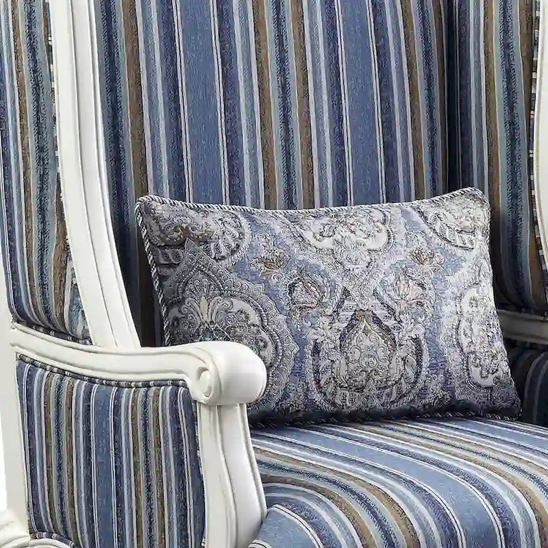 Fauteuil à oreilles avec pieds en résine, bleu