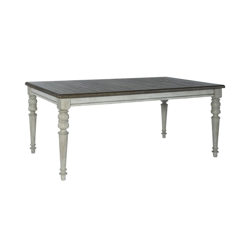 Table à pieds rectangulaires blanc antique et gris patiné