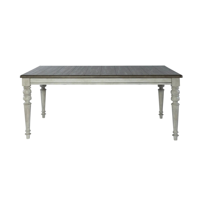 Table à pieds rectangulaires blanc antique et gris patiné