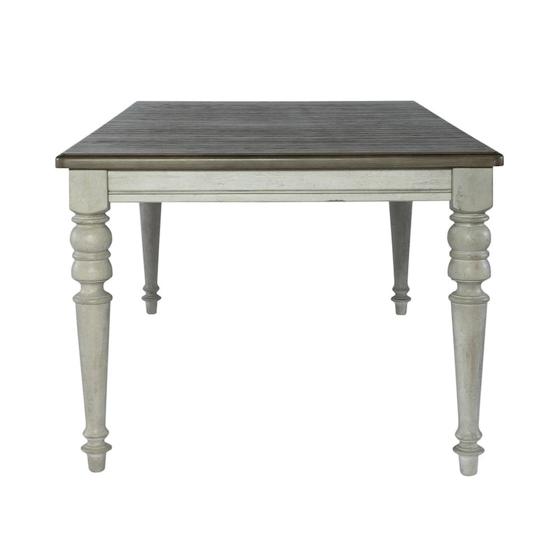 Table à pieds rectangulaires blanc antique et gris patiné