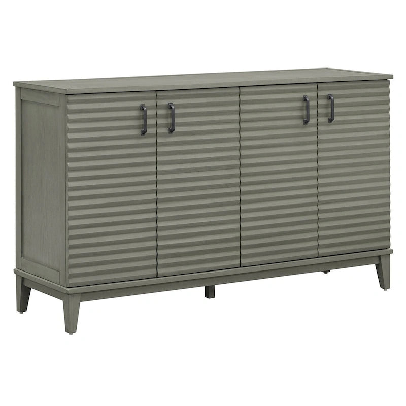 Bahut avec 4 portes, grand buffet de rangement avec étagères réglables et poignées en métal pour cuisine, salon, salle à manger
