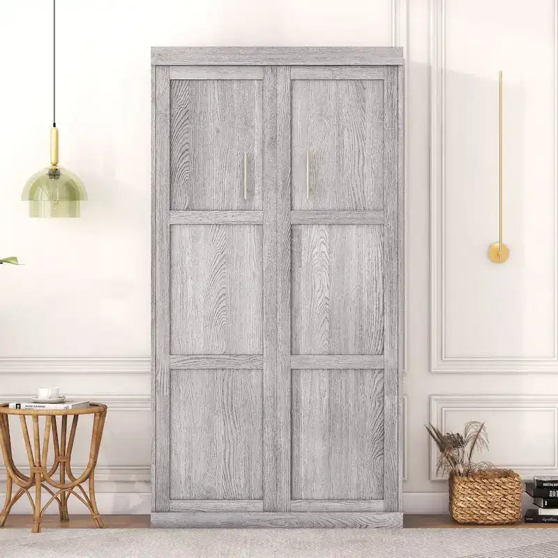 Lit escamotable une place, peut être replié en armoire, gris